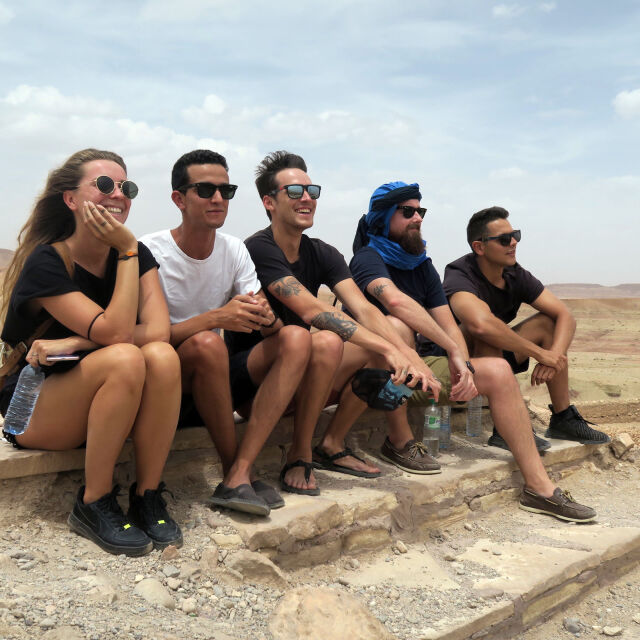 Group on top of the Kasbah in Ouarzazate