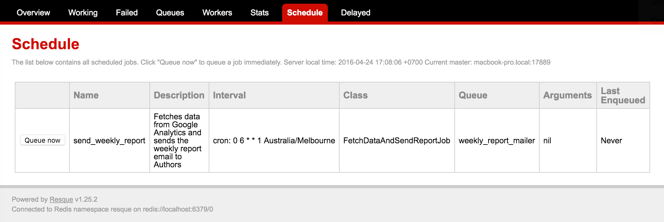 Resque schedule
